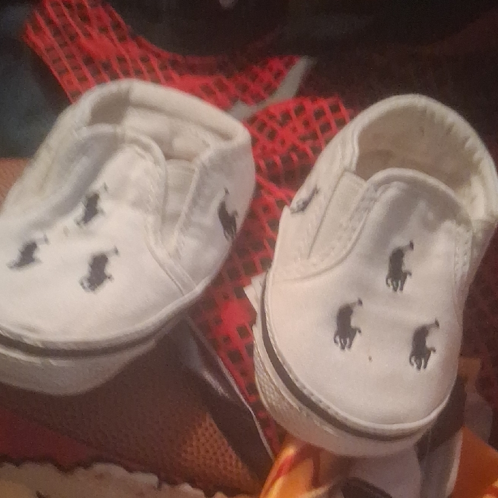 Ralph Lauren White Slip-On Baby Shoes